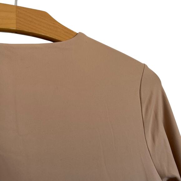 Nuuds Seamless Long Sleeve Shirt Scoop Crewneck Oat Tan Nylon Top Slimming M - Picture 5 of 7
